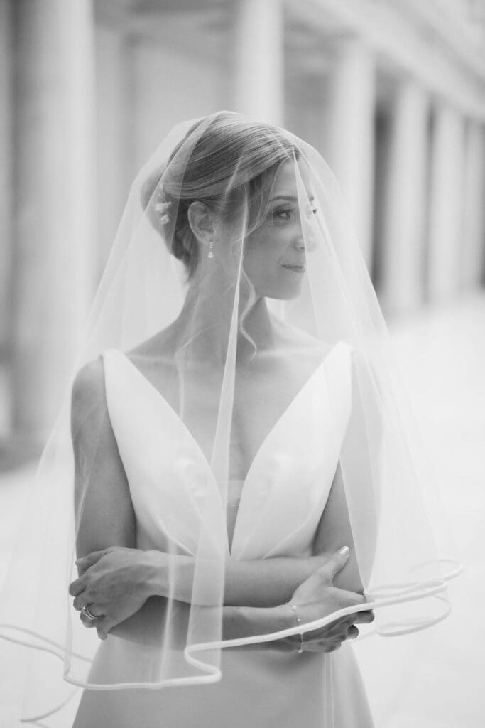 bridal portrait at museum wedding