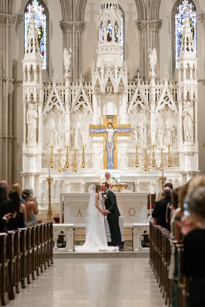 catholic wedding museum wedding kiss