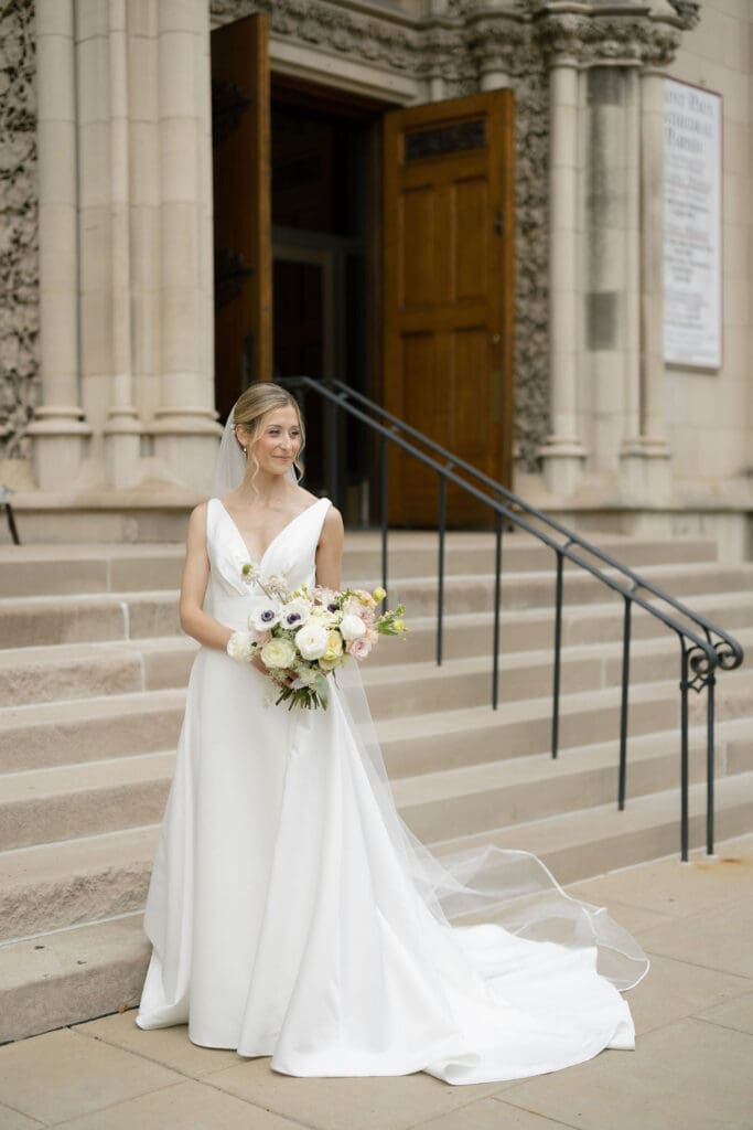 bridal portrait at museum wedding